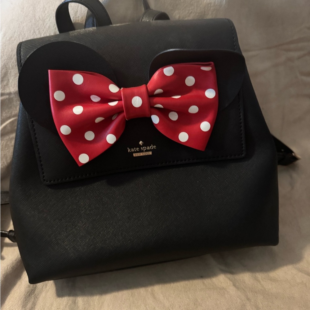 Kate Spade Black and Red Backpack with Polka Dot Bow